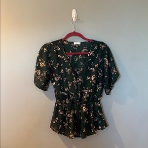 women’s emerald floral blouse